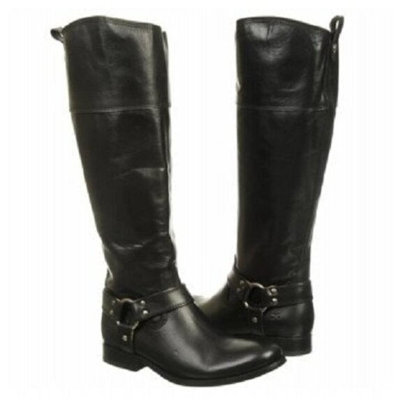 Frye Shoes - Frye Melissa Tall Black Leather Harness Equestrian Riding Boot, Size 7.5